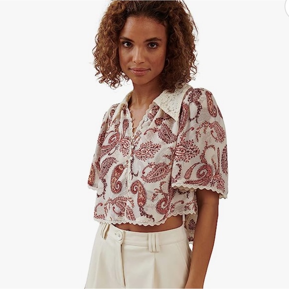 The Bright Side Morning Light Paisley Crop Top NWT - Picture 3 of 5